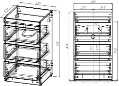 Style Line Тумба с раковиной под стиральную машину Даллас 110 R 3 ящика Люкс Plus серая – фотография-8